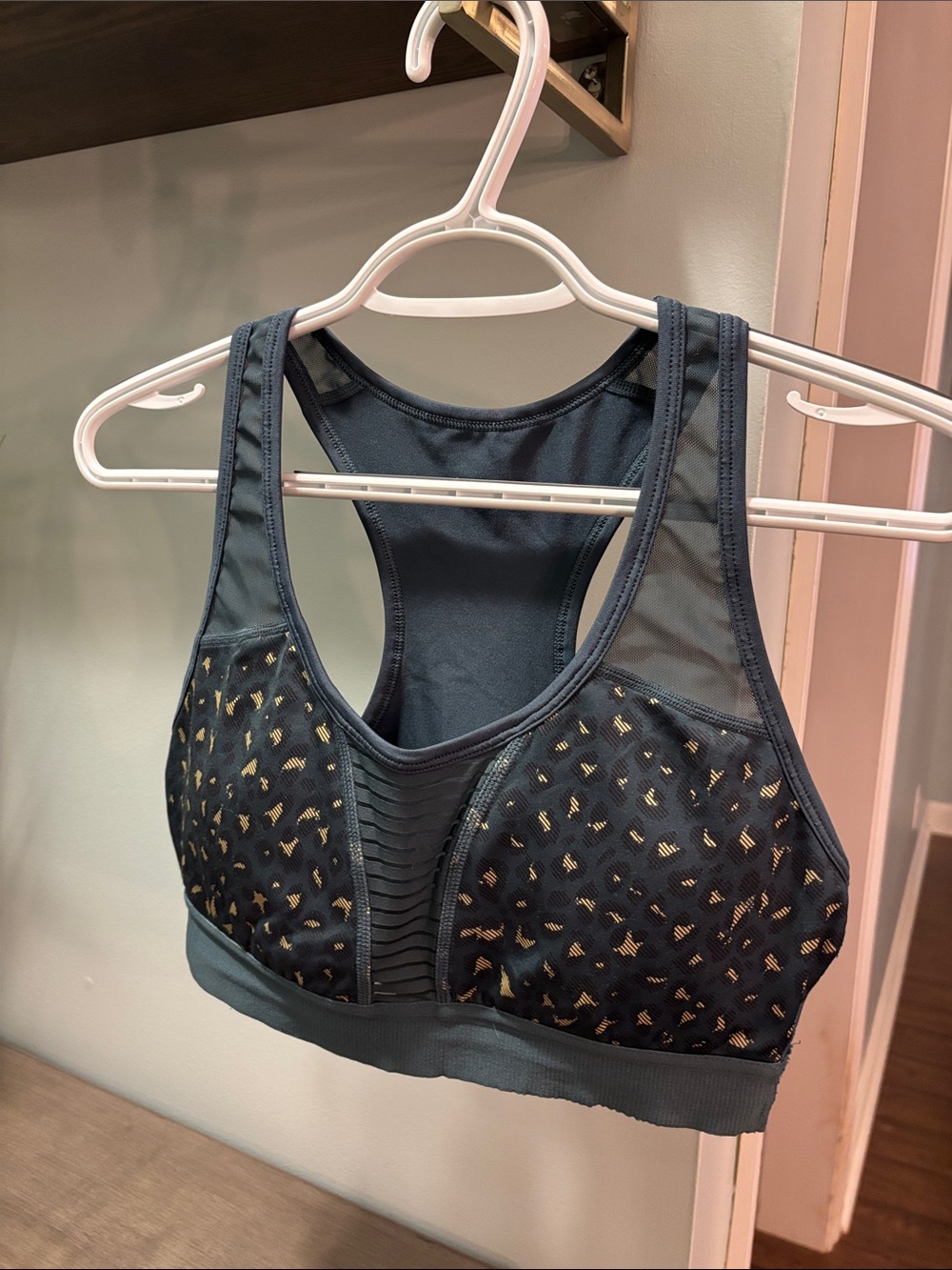Zyia Dark Teal Sports Bra with Animal Print